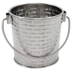 Tablecraft ROUND PAIL WITH HANDLE. STAINLESS STEEL CONSTRUCTION WITH BRICK PATTERN TEXTURE. CAP:9 OZ,DIM: 7.9 X8.255