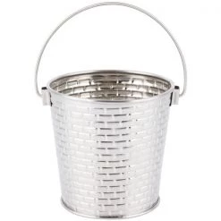 Tablecraft ROUND PAIL WITH HANDLE. STAINLESS STEEL CONSTRUCTION WITH BRICK PATTERN TEXTURE. CAP: 16.5 OZ, DIM: 10.46 X9.52cm Tableware