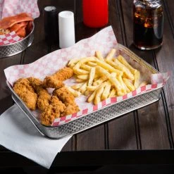 Tablecraft RECTANGULAR DINER PLATTER,STAINLESS STEEL CONSTRUCTION WITH BRICK PATTERN TEXTURE. DIM: 12X9X1.5" Tableware