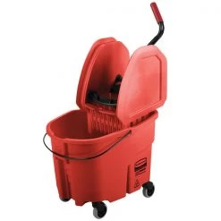 Cleaning And Hygiene RUBBERMAID WAVEBRAKE® 35 QT DOWN-PRESS BUCKET AND WRINGER, RED