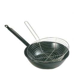 GRC PAELLA CHIP PAN W/BASKET ENAMELLED 24CM Kitchenware