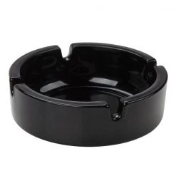 Arcoroc "Glass Ashtray Black, Dia: 6.6cms, H: 4cms"