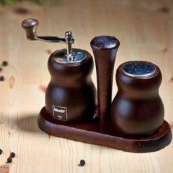 BISETTI PEPPER MILL AND SALT SHAKER SET IN WALNUT WOOD - 10 CM