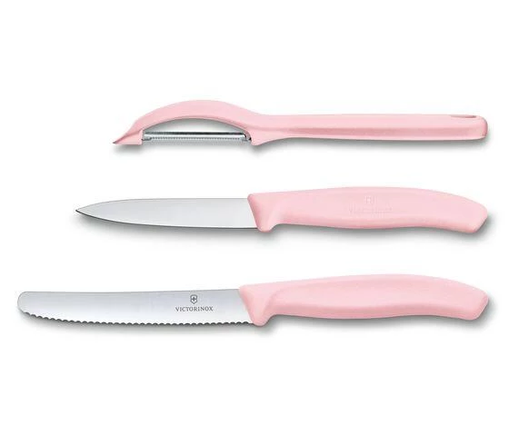VICTORINOX PARING KNIFE SET WITH PEELER, 3 PIECES - ROSE Kitchenware 1 VICTORINOX PARING KNIFE SET WITH PEELER, 3 PIECES - ROSE Kitchenware