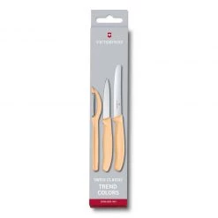 Kitchenware VICTORINOX PARING KNIFE SET WITH PEELER, 3 PIECES - LIGHT ORANGE