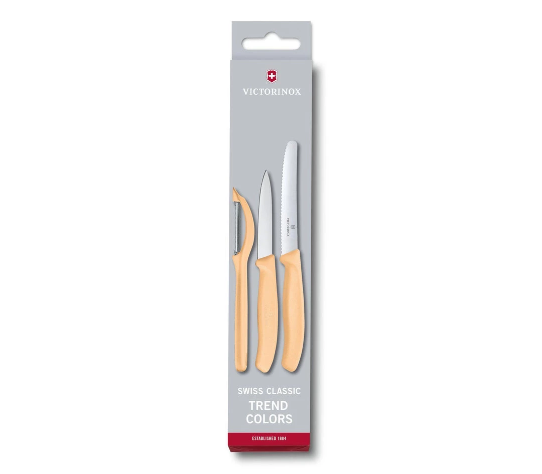 Kitchenware VICTORINOX PARING KNIFE SET WITH PEELER, 3 PIECES - LIGHT ORANGE 2 Kitchenware VICTORINOX PARING KNIFE SET WITH PEELER, 3 PIECES - LIGHT ORANGE