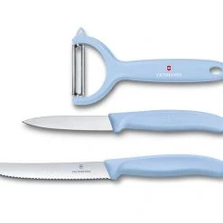 VICTORINOX PARING KNIFE SET WITH PEELER, 3 PIECES - LIGHT BLUE Kitchenware