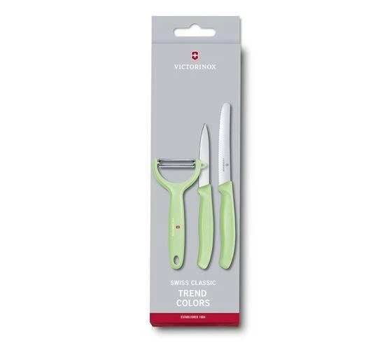 VICTORINOX PARING KNIFE SET WITH PEELER, 3 PIECES - LIGHT GREEN 2 VICTORINOX PARING KNIFE SET WITH PEELER, 3 PIECES - LIGHT GREEN