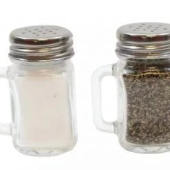 Tablecraft Kitchenware SALT & PEPPER SHAKERS MINI MASON WITH S/S TOP, VINTGE MASON JAR GLASS DESIGN,DIM:1.5 OZ (PRICE PER PIECE)
