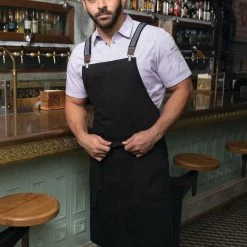 Chefwork Uniform BERKELEY BIS APRON-URB-XBACK,COLOR:JET BLACK