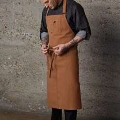 Chefwork ROCKFORD CHEF'S BIB RIBBON,PIGMENT DYE,COLOR:NUTMEG