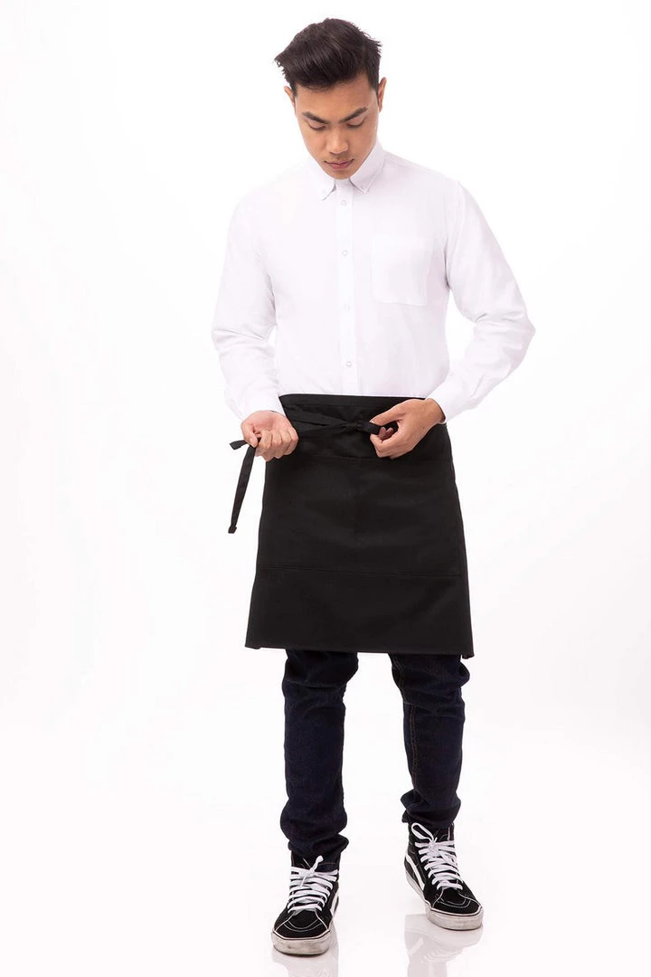 Chefwork Half Bistro Apron: Black. 1 Chefwork Half Bistro Apron: Black.
