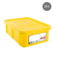 Gilac Kitchenware "RECTANGULAR CONTAINER WITH LID, COLOR: YELLOW, CAPACITY: 25"