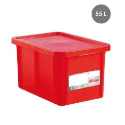 Gilac "RECTANGULAR CONTAINER WITH LID, COLOR: RED, CAPACITY: 55 L," Kitchenware