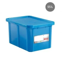 Gilac Kitchenware "RECTANGULAR CONTAINER WITH LID, COLOR: BLUE, CAPACITY: 55 L,"