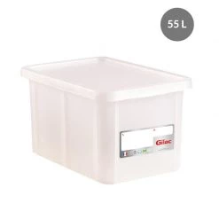 Gilac Kitchenware "RECTANGULAR CONTAINER WITH LID, COLOR: WHITE, CAPACITY: 55 L"
