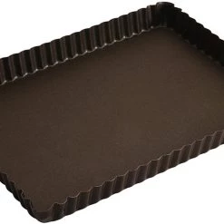Gobel RECTANGULAR TART MOULD - FLUTED EDGES - FIXED BOTTOM - NON S Kitchenware