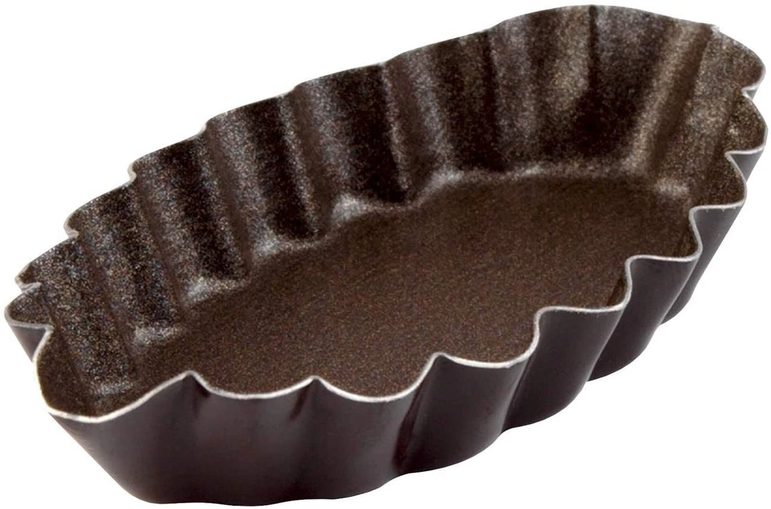 Gobel FLUTED OVAL BOAT MOULD - NON STICK L: 120mm H: 14mm 1 Gobel FLUTED OVAL BOAT MOULD - NON STICK L: 120mm H: 14mm