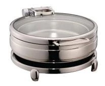 Golden Chafers Tableware ROUND LUXURY CHAFING DISH S/S STANDARD FRAME GLASS LID .CAP.