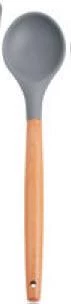 MM - Premium SILICONE + NYLON BLADE UTENSILS W/BEEHCH WOOD HANDLE, SOLID SPOON, 12-3/5" (320MM) Kitchenware 1 MM - Premium SILICONE + NYLON BLADE UTENSILS W/BEEHCH WOOD HANDLE, SOLID SPOON, 12-3/5" (320MM) Kitchenware
