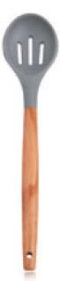 MM - Premium SILICONE + NYLON BLADE UTENSILS W/BEEHCH WOOD HANDLE, SLOTTED SPOON, 12-3/5" (320MM) 1 MM - Premium SILICONE + NYLON BLADE UTENSILS W/BEEHCH WOOD HANDLE, SLOTTED SPOON, 12-3/5" (320MM)