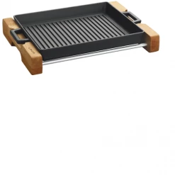 Lava Metal Kitchenware GRILL PAN 26X32 INTEGRAL METAL HANDLES AND WOODEN SERVICE