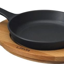 Lava Metal LAVA ROUND SKILLET WITH WOODEN PLATTER - š?16 CM Kitchenware