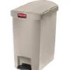 Rubbermaid SLIM JIM 30 L RESIN END STEP ON BEIGE.