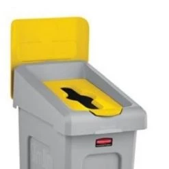 Rubbermaid MIXED RECYCLING LID FOR SLIM JIM RECYCLING STATION, YELLOW COLOR. Cleaning And Hygiene