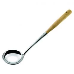 Thai Stainless Kitchenware "CHINESE LADLE 4"" - WOODEN HANDLE"