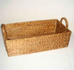 SPH Basket "RECTANGULAR RATTAN BASKET W/HANDLES, DIM: 38x20xH12CM." Food Display