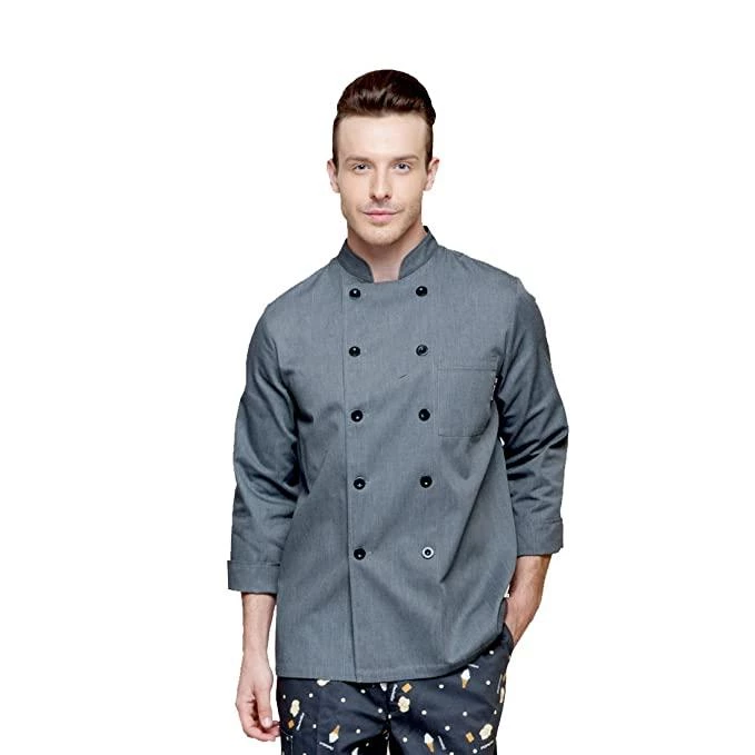 Checked Out CHEF COATS GRAY .BLACK FLAT BOTTON 1 Checked Out CHEF COATS GRAY .BLACK FLAT BOTTON