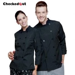 Checked Out CHEF COATS MAN BLACK AND WHITE STRIPES