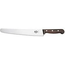 "VICTORINOX PASTRY KNIFE, WAVY BLADE, 26 CM, ROSEWOOD HANDLE."