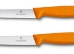 Victorinox SWISS CLASSIC PARING KNIFE 10CM 1 WAVY + 1 NORMAL CUT. ORANGE. BLISTER. BLISTER PACKAGING.