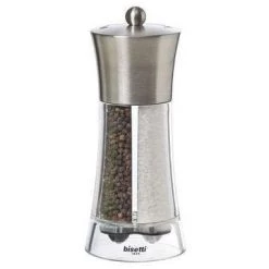 BISETTI ACRYLIC & STAINLESS STEEL PEPPER MILL AND SALT DUAL BIG