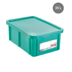 Gilac "RECTANGULAR CONTAINER WITH LID, COLOR: GREEN, CAPACITY 35 L" Kitchenware