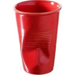 Revol Porcelain Tableware REVOL CRUMPLE WATER GOBLET, PEPPER RED