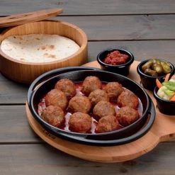 Lava Metal LAVA ROUND DISH AND WOODEN PLATTER WITHOUT SAUCE CUPS - š?20 CM Kitchenware