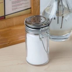 Tablecraft Kitchenware SALT & PEPPER GLASS SHAKERS RELEASABLE WITH S/S CLIP TOP