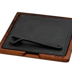 Lava Metal Kitchenware IROKO WOODEN PLATTER & CAST IRON HOT PLATE