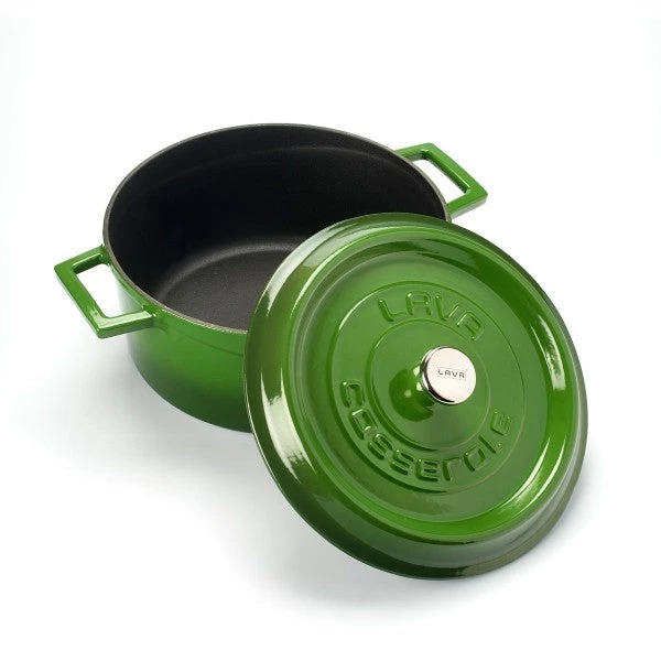 Lava Metal Kitchenware LAVA ROUND CASSEROLE GREEN 1 Lava Metal Kitchenware LAVA ROUND CASSEROLE GREEN